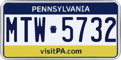 PA license plate MTW5732