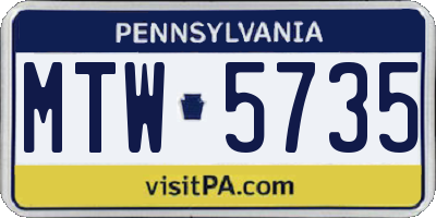 PA license plate MTW5735