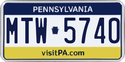 PA license plate MTW5740