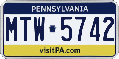 PA license plate MTW5742
