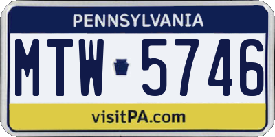 PA license plate MTW5746