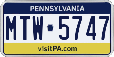 PA license plate MTW5747