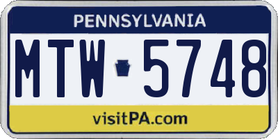 PA license plate MTW5748