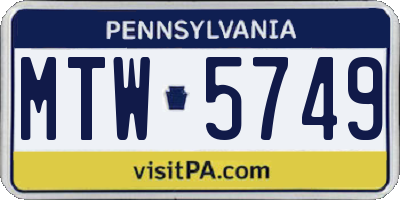 PA license plate MTW5749