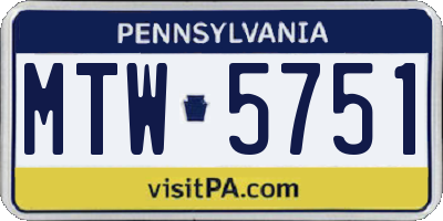 PA license plate MTW5751
