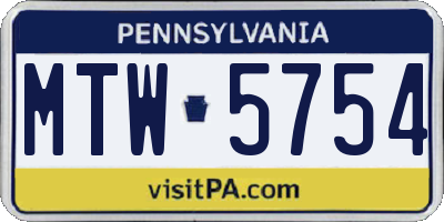 PA license plate MTW5754