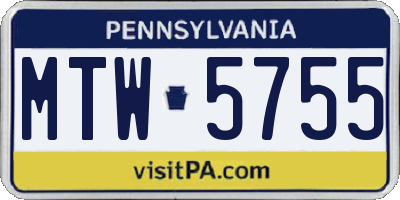 PA license plate MTW5755