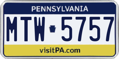 PA license plate MTW5757