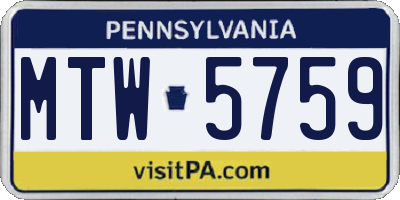 PA license plate MTW5759