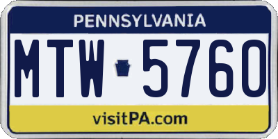 PA license plate MTW5760