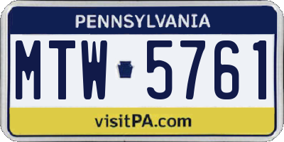 PA license plate MTW5761