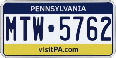 PA license plate MTW5762