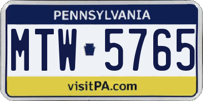 PA license plate MTW5765