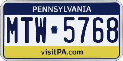 PA license plate MTW5768