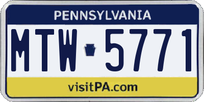 PA license plate MTW5771
