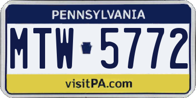 PA license plate MTW5772