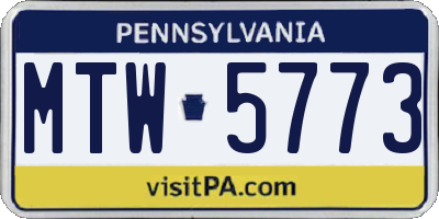 PA license plate MTW5773