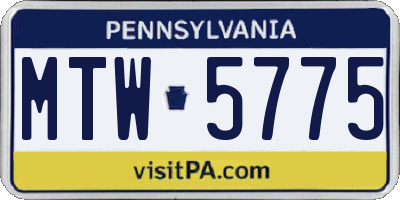 PA license plate MTW5775