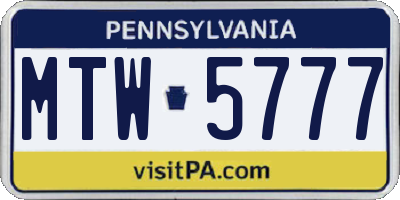 PA license plate MTW5777