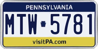 PA license plate MTW5781