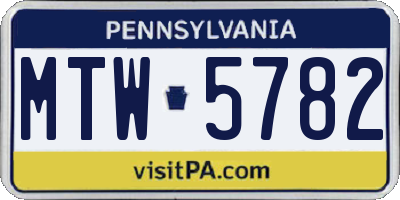 PA license plate MTW5782