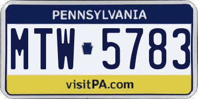 PA license plate MTW5783