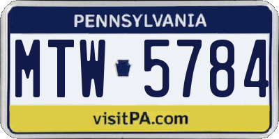 PA license plate MTW5784