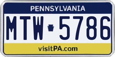 PA license plate MTW5786
