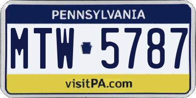 PA license plate MTW5787
