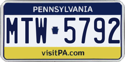 PA license plate MTW5792