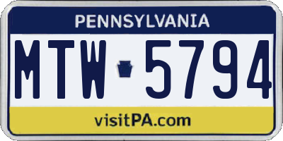 PA license plate MTW5794