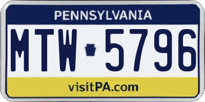 PA license plate MTW5796