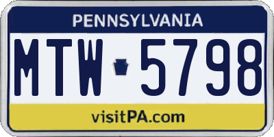 PA license plate MTW5798
