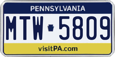 PA license plate MTW5809