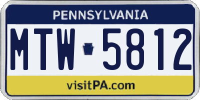 PA license plate MTW5812