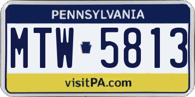 PA license plate MTW5813