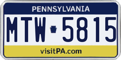 PA license plate MTW5815