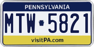 PA license plate MTW5821