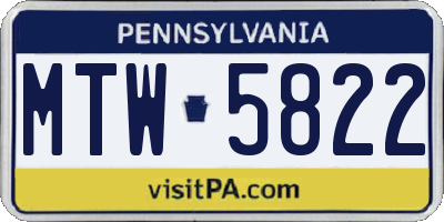 PA license plate MTW5822