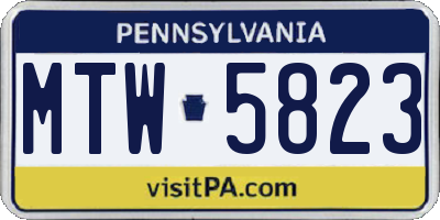 PA license plate MTW5823