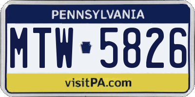 PA license plate MTW5826
