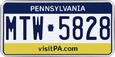 PA license plate MTW5828