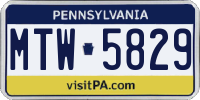 PA license plate MTW5829