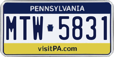PA license plate MTW5831