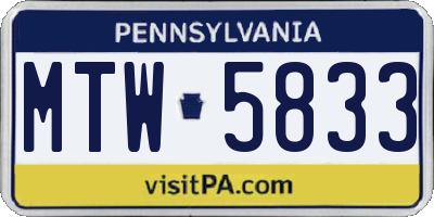 PA license plate MTW5833