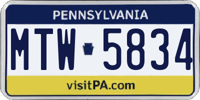 PA license plate MTW5834