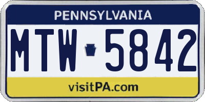 PA license plate MTW5842