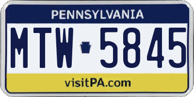 PA license plate MTW5845