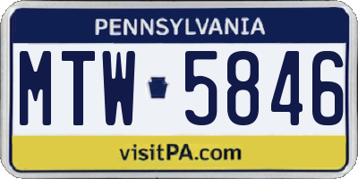 PA license plate MTW5846