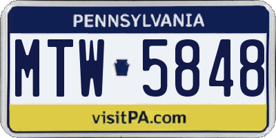 PA license plate MTW5848